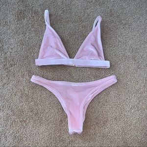 white fox swim velvet light pink bikini
